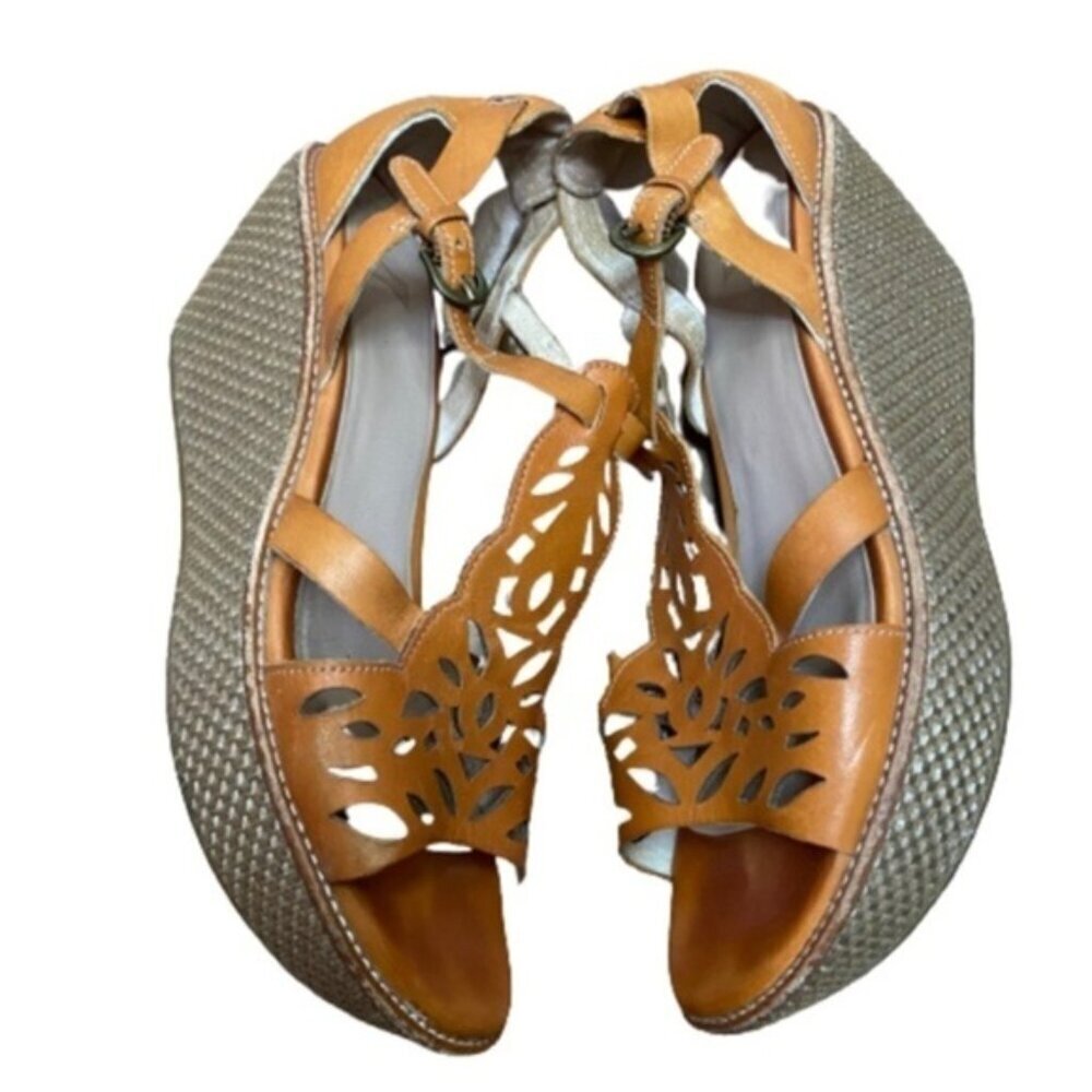 Camper Damas Wedge Sandals Leather Uppers Women Size 37 - Picture 2 of 8